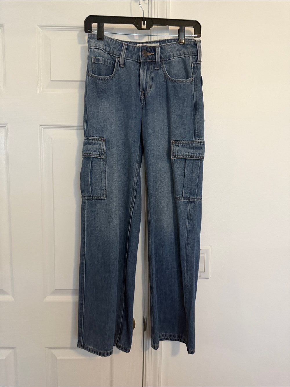 Hollister Medium Blue Cargo Wide-Leg Jeans